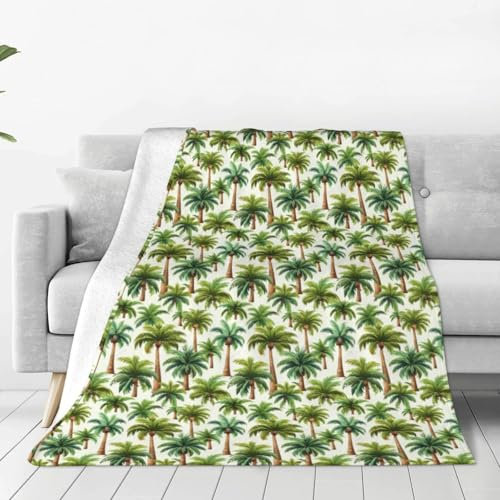 Tropical Palm Trees Ultra Soft Micro Fleece Throw Blanket for Bedding, Couch and Travel, Valentine's Day and Birthday Gift