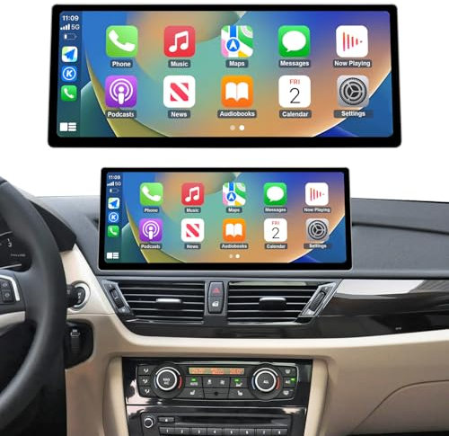 Road Top CarPlay Car Radio Coche, 12,3 Pulgadas Pantalla Táctil de para BMW X1 Serie E84 con CIC Sistema (2009-2015 Año), Estéreo de Coche con Bisel Estrecho para CarPlay/Android Auto/MirrorLink