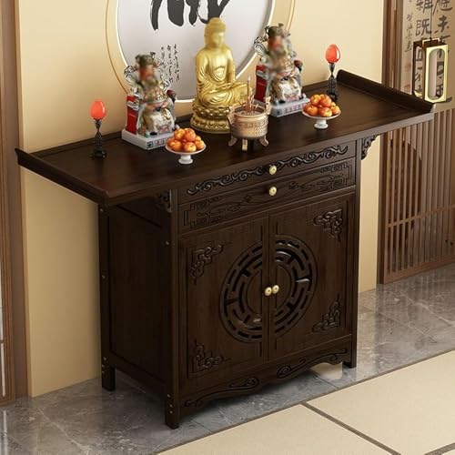 Holzaltar buddhistischer Tischschrein im chinesischen Stil, vertikaler Schranksockel, Altar, Hexerei, Altar, Zeremonie, Tisch, Meditationsaltar, Zuhause (Größe: 66 x 40 x 100 cm, Farbe: B)