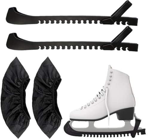 1 Paar Kufenschoner Schlittschuhe + 1 Paar Schlittschuh Staubschutzhülle, Kufenschoner für Schlittschuhe, Schlittschuh Kufenschutz Zubehör, Eishockey elastische Kufenstrümpfe für Schlittschuhe