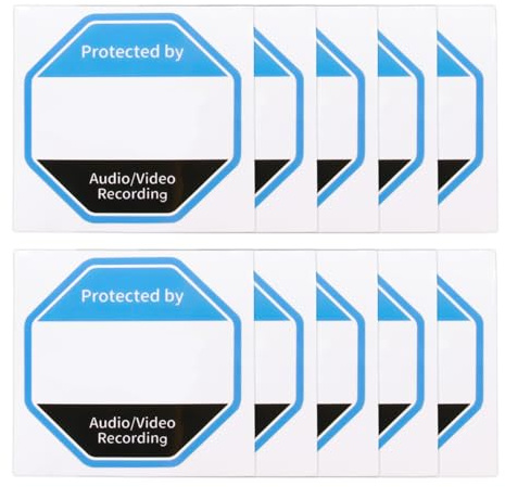 10 Pack CCTV Doorbell Camera Sticker Set for Doors Windows and Entrances, Self-Adhesive Security Stickers with Clear Warning Symbols, Durable CCTV in Operation Sticker
