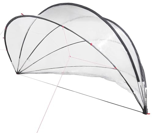 Gecheer Pool-Dome, Transparente PVC Abdeckung 472 x 460 x 229 cm, Faltbarer Schutz für Swimmingpool, Garten und Terrasse, inklusive Tragetasche und Abspannleinen