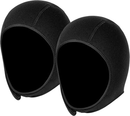 Aomiun 2 Paquete Gorro de Buceo de Neopreno 3MM, CáLido para Esnórquel Natación con Correa para La Barbilla, Hombres Mujeres, Buceo Surf Kayak Vela (M)
