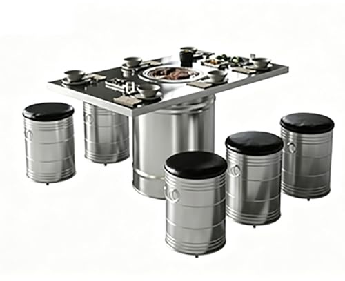 KIBONCY Esstisch- und Stuhlset mit Eisenrahmen, robuste Metallstruktur, leicht zu reinigende, Moderne Möbel for den täglichen Gebrauch im Haushalt(160A)