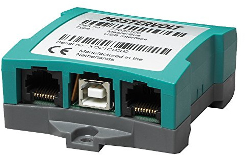 Mastervolt 77030100 MasterBus USB-PC Interface, USB connectivity, for MasterBus system monitoring and configuration, includes terminator, USB and MasterBus cable