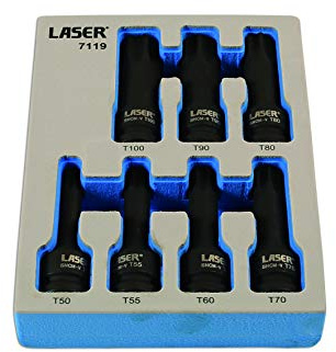 Laser 7119 Long Impact Star Socket Bit Set 1/2D 7pc