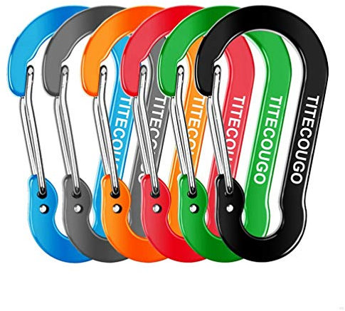 TITECOUGO Carabiner Keychain,Aluminum D-ring Locking Carabine D-Shape Lock Snap Backpack Water Bottle Keychain Climbing Gear Accessories EDC Camping Tent Multi Function Tool Multiple Colors
