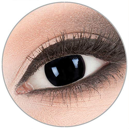 Farbige 'Blind Black' Kontaktlinsen von 'Evil Lens' zu Fasching Karneval Halloween 1 Paar schwarze Crazy Fun Kontaktlinsen mit Behälter ohne Stärke