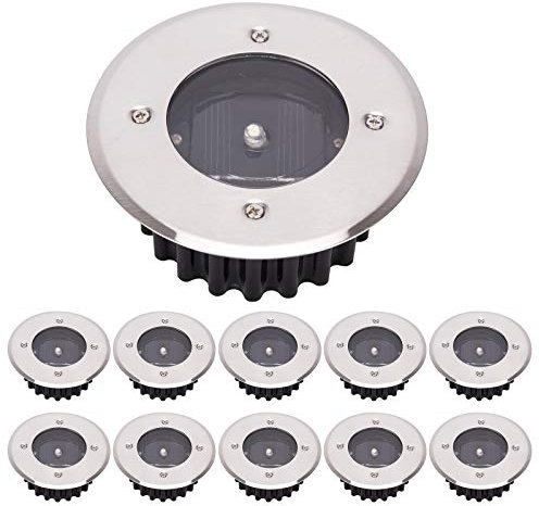 TOSHIN 10er Set Solarleuchten LED Solar Bodenleuchte Gartenlampe IP65 Solarlampen Bodeneinbauspot für Außen Garten Terrasse (Rund, Kaltweiss)