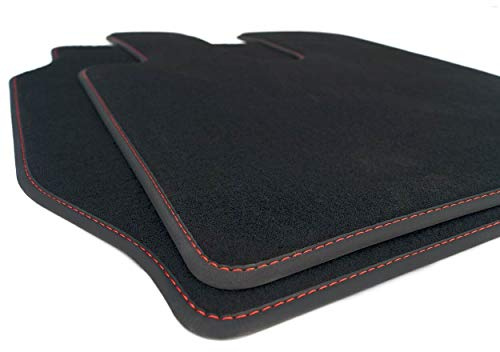 kh Teile alfombrillas para camiones FH 12 a partir de 2002, tapete para automóvil interior (costura decorativa roja) terciopelo 2 piezas nubuck negro