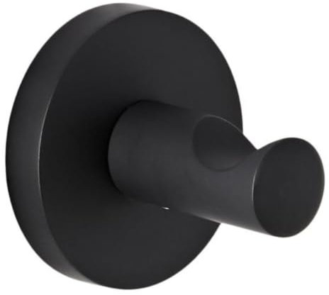 Milano Nero Modern Bathroom Single Wall Mounted Bath Robe Towel Hook Holder - Black