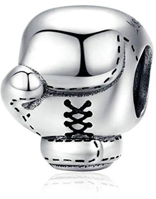 Schwarze Emaille-Sport-Fußball-Charms, 925er-Sterlingsilber, Charms für Pandora-Armbänder (Box-Charms), Sterling-Silber