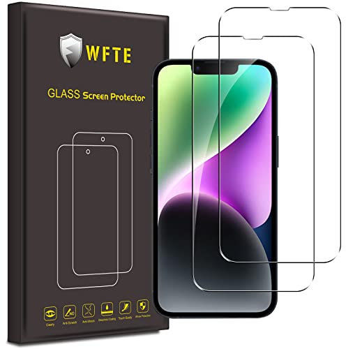 WFTE [2-Pack Screen Protector for iPhone 16E/iPhone 14/iPhone 13/iPhone 13 Pro(6.1-Inch),High Transparency,Anti-fingerprint,Bubble-Free,Dust-Free Premium Tempered Glass Screen Protector For iPhone 14