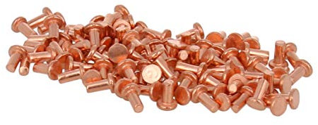 MroMax - Bulloni a testa piatta, diametro 2 mm, lunghezza 4 mm, in rame, 200 pezzi