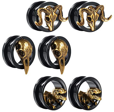 COOEAR Gauges Ears Plugs and Tunnels Black Screw Back Earrings Upgrade Piercing 1 Pair Gift Packing Stretchers 6mm to 25mm.