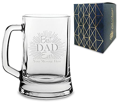 Personalised Engraved Beer Mug, Best Dad Ever Design, Personalise with Any Message, Perfect for Any Father