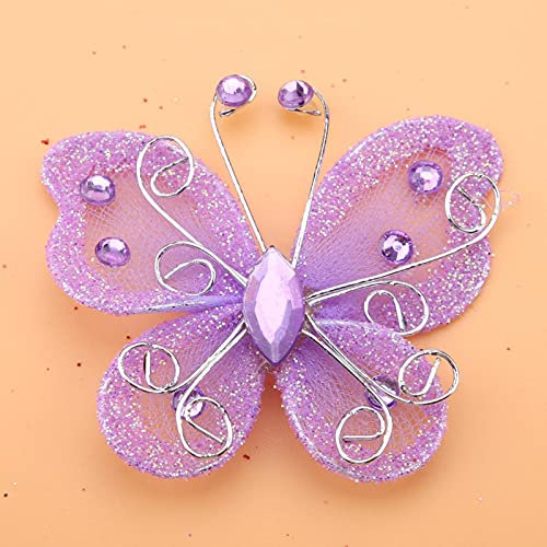 MOUMOUTEN Schmetterling Deko Geburtstag für Party Hochzeitskostüm(24 Stück),Mädchen Haarschmuck, Deko Schmetterlinge Zum Kleben für Party Hochzeitskostüm,Schmetterlinge Deko Hängend,Lila