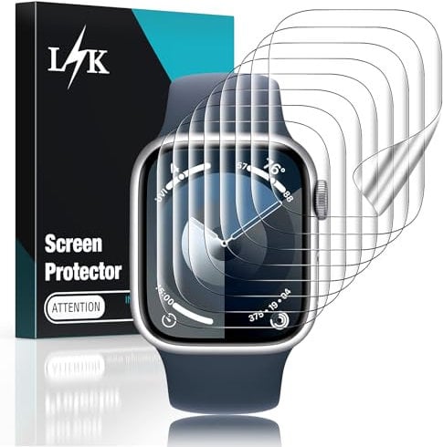 LϟK 8 Pack Protector de Pantalla para Apple Watch Series 7 45MM - HD Flexible Película de TPU Sin Burbujas Sin Bordes Elevados Kit Fácil instalación Anti-Arañazo - iWatch 45mm