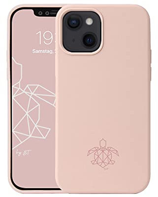 turtleandcase Silikonhülle für iPhone 13 Mini (5,4) - Silicone Case - Kostenloses Panzerglas - Hochwertiges Silikon mit Rundumschutz - Kratzfestes Mikrofaserfutter Schutzcase (Sand Pink)