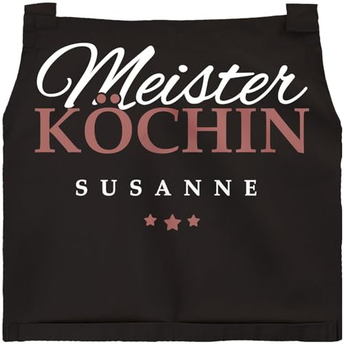 SpecialMe® Kochschürze Küchenschürze Damen Meisterköchin personalisierte Schürze für Frauen mit Namen Baumwolle schwarz unisize