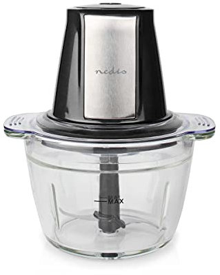 Picadora de alimentos - 500 W - 1 l - Vidrio - 1 Nivel de velocidad - Negro/Plata