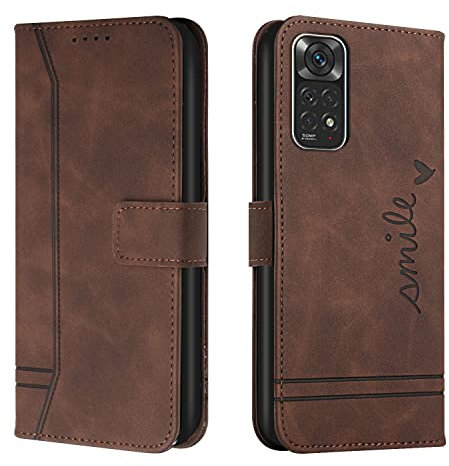 Trugox Handyhülle für Xiaomi Redmi Note 11 / Redmi Note 11S Hülle Klappbar Klapphülle mit Kartenfach Handytasche Handy Schutzhülle Tasche Leder Wallet Flip Case Slim Book Cover - Braun