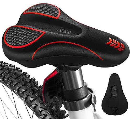 Neu Einklebbar Fahrradsattel Überzug Memory Foam Fahrradsitz Überzug Sattelschutz Polstersattelüberzug Weicher für Mountainbike, Rennrad, Hometrainer Fahrrad(Rot)