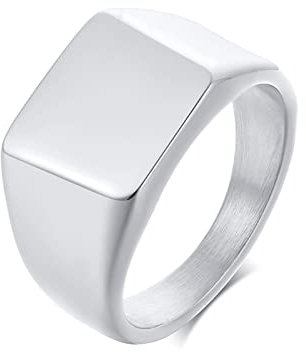 ANAZOZ Ringe Edelstahl Frauen, Herren Ringe Modeschmuck Größe 54 (17.2) Quadratischer Siegelring Breite 11mm