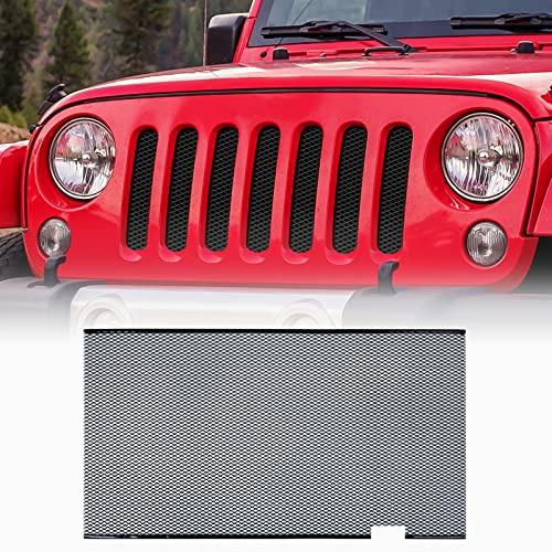 AggAuto Inserto in rete per griglia in alluminio per Jeep Wrangler JK JKU 2007-2018, griglia anteriore in lega di alluminio 86% foro rombico aperto nero