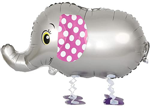 Airwalker Folienballons * Laufende Tiere * als Deko für Geburtstag und Party | 34-115cm groß | Walking Animals Kinder Kindergeburtstag Partydeko Luftballons Ballons, Edition: Elefant mit rosa Ohren