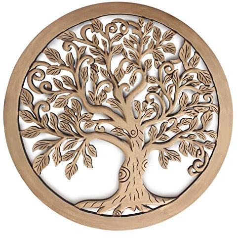 ETROVES 50,8 cm großer Baum des Lebens Wanddekoration zum Aufhängen – Holzwand-Silhouette, Kunst, Lebensbaum, Familienbaum, Heimbüro, Dekoration, Schlafzimmer, Wohnzimmer, Dekor (Golden)