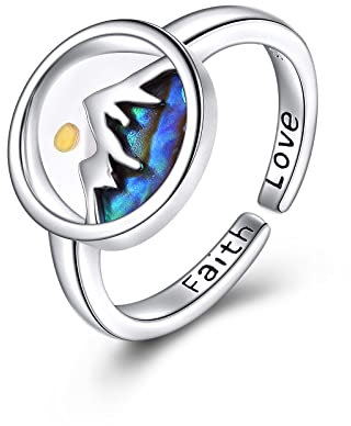 POPLYKE Berg Ringe für Frauen Sterling Silber Senf Samen Ajustable Ring Christian Schmuck Geschenk für Sie Ihn