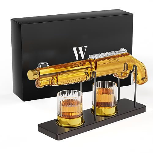 The Wine Things - Set di decanter per whisky con 2 bicchieri per uomo e papà, regalo unico per festa del papà, marito, fidanzato, anniversario, compleanno, accessori per bere per casa, bar e feste