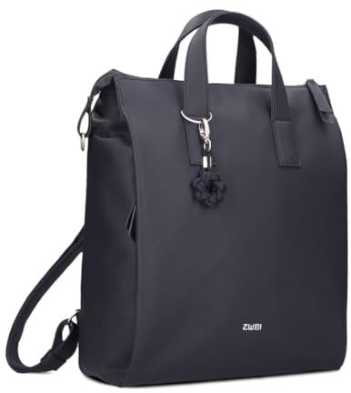 Damen Rucksack Yuna YUR150 großer Tagesrucksack 10 Liter aus hochwertigem Kunstleder, klassisch-elegant mit Blumen-Anhänger, Schlüsselband, DIN-A4 passend, ideal für Freizeit & Ausflüge (ink)