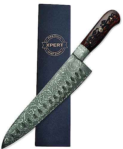 Chef Knife 8 inches Japanese Steel Knife High Carbon Stainless Steel 67 Layers Super Sharp Kitchen Knife Forged with Full Tang Blade and Ergonomic Handle