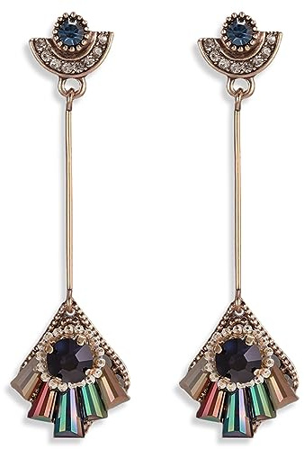 Pendientes Largos Colgantes Vintage para Mujer - Aguja de Plata de Ley 925, Antiguos Franceses de Cristal de Circonita, Inusuales Regalos para Damas y Niñas