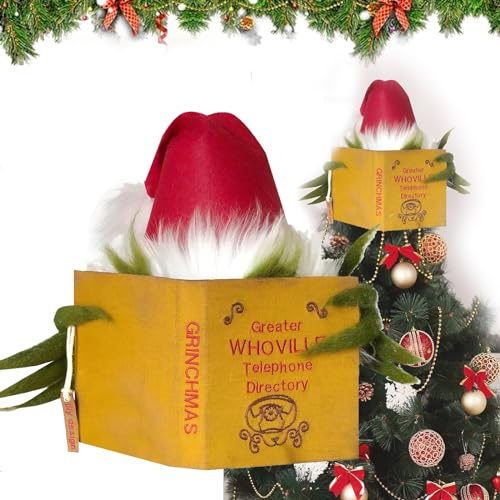 CHEFFS Grinchs - Punta per albero di Natale, motivo grinchs, decorazione natalizia