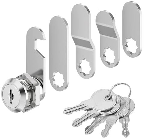 20 mm Letterbox Lock, Security Mailbox Lock 5 Keys, Toolbox Door Cupboard Locks, with 5 Different Lock Plates, for Cupboard Doors, Furniture