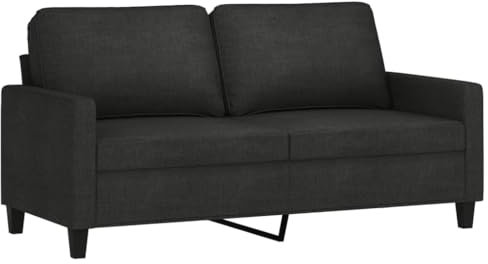 Tidyard 2-Sitzer-Sofa,Loungesofa Couch mit Armlehnen Schlafsofa Rückenkissen,Schlafsessel Wohnzimmersofa Designsofa Stoffsofa Metallgestell,Sitzmöbel Zweisitzer,158 x 77 x 80 cm (B x T x H) Schwarz