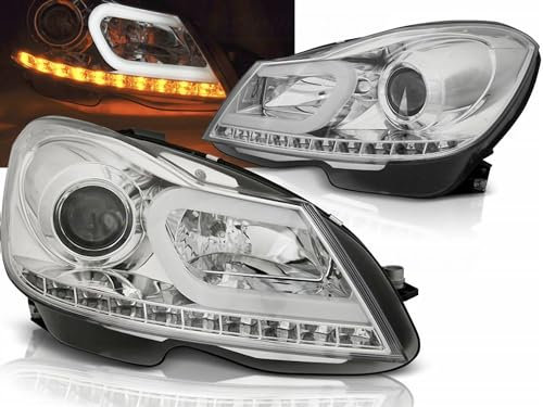 Led Light Tube Scheinwerfer in chrom für Mercedes C Klasse W204 2011-2014