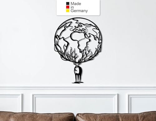 Atlas Hirsch, Metall Wanddeko, Wanddeko Aus Metall, Wandbild aus Metall (Größe: 30 x 21 cm)