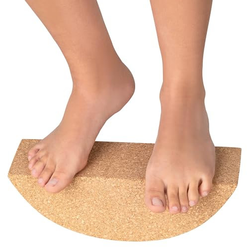 Balance Block Halbmond-Form aus Kork - Core Board & Balance Board für Yoga, Pilates, Fitness, Gelenkschonend, Nachhaltig 9 x 30,5 x 10 cm Keil Halbkreis | Gleichgewichtstraining & Fitness
