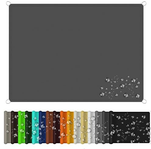 Sonnenschutz inkl Befestigungsseile 6 x 9.5 m Wetterschutz Sonnenschutz Segeltuch Pergola Überdachung Plane Premium PES Polyester Imprägniert für Garten Terrasse Balkon Schwimmbad, Dunkelgrau