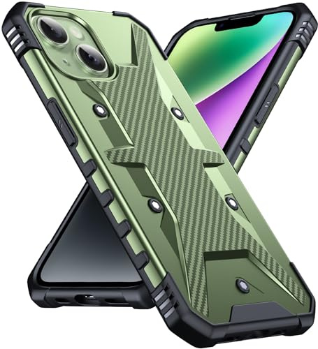 DASFOND Designed for iPhone 14/iPhone 13 Case - [Military Grade Shockproof] Rugged Protective Case, Non-slip Anti-scratch with Airbag Bumper Phone Case for Phone 14/13 Cover, Green