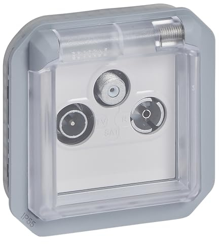 LEGRAND, Plexo New Einsatz, TV-R-SAT DVBT, UHD-TV, SAT, Kabel-TV, Gehäuse Klasse A, Farbe: Grau, 069558L
