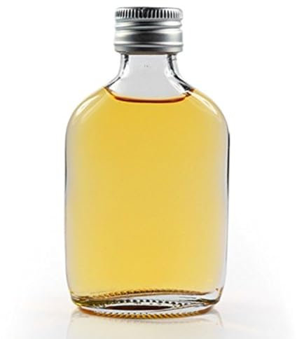 50ml Small Glass Bottles with Screw Top Lids - Mini Hip Flask Bottle Zam Zam & Wedding Favours (Silver Cap, Pack of 24)