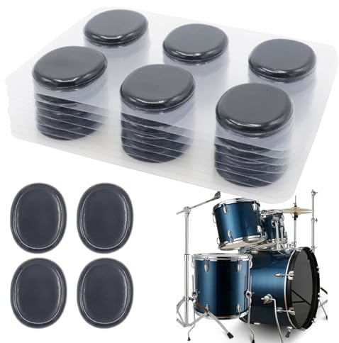 CashBeat Trommeldämpfer, schwarze Silikon-Gel-Pads, weiche Schlagzeug-Schalldämpfer für Snare Tom Drums Becken, Klangregelungsdämpfungs-Set, 48 Stück