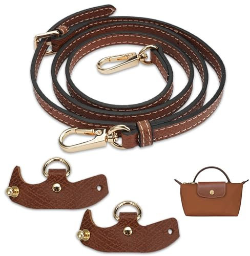 Schultergurt Leder mit 2 Stück Schultergurtadapter No-Punch, Schulterriemen Longchamp, Verstellbare Straps Bag Strap für Taschen Riemen, Taschenhenkel Leder für Taschen Riemen