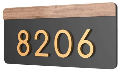 Numéro de maison personnalisé, numéro de chambre d'école d'entreprise d'hôtel d'appartement, numéro de maison en bois imprimé sur acrylique noir.