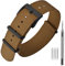 ANNEFIT Nylon Uhrenarmbänder 24mm mit Edelstahl Metall Schwarz Schließe, Sport Atmungsaktive Ersatzarmband (Braun)